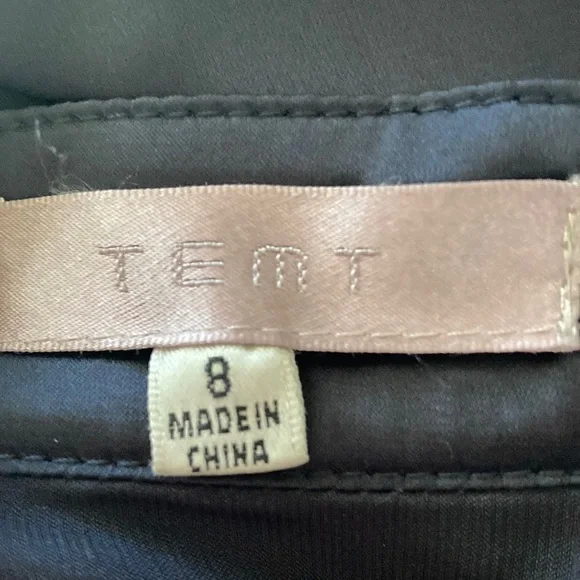 TEMT dark navy satiny puff short sleeve Blouse Ruffle front - Picture 7 of 8